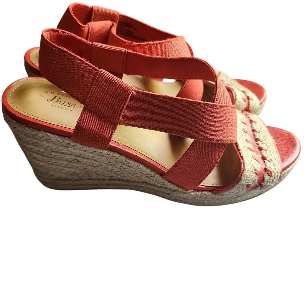 G.H. Bass & Co Coral Wedge Espadrille Sandals Women Size 10 Fabric‎ Elastic